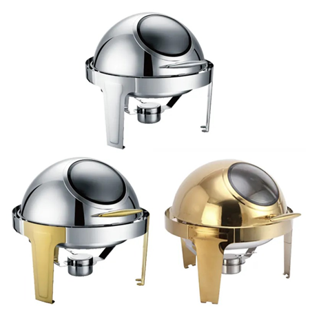 圆形不锈钢/镀金可视自助餐炉/汤炉